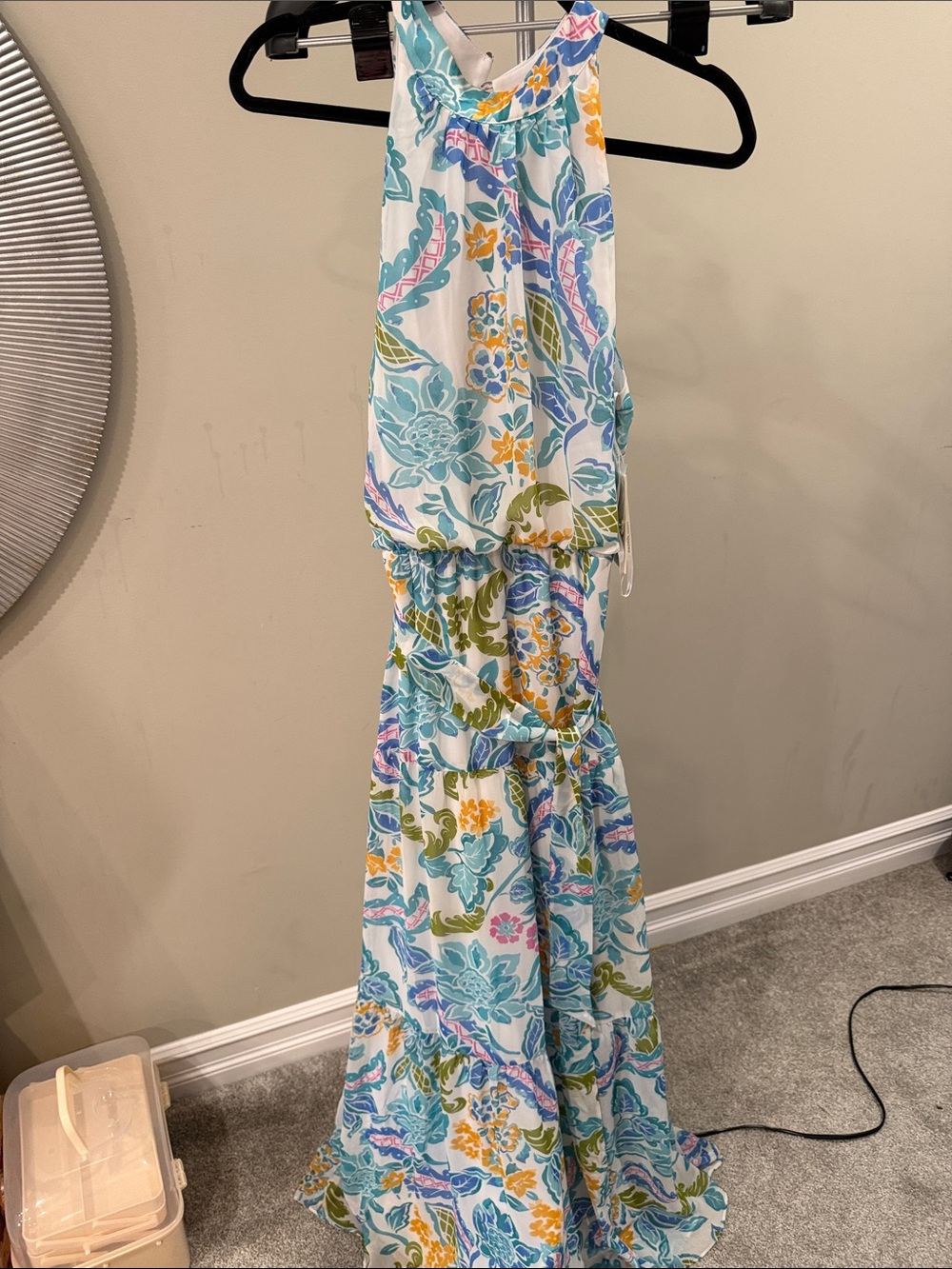 julia jordan White Maxi Dress with Blue, Green & Yellow Floral Print
